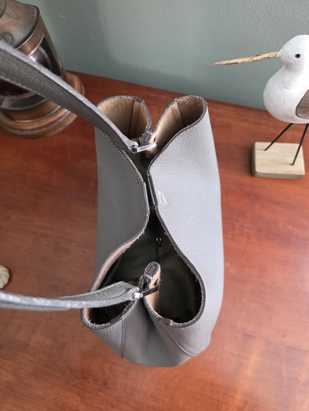 MCM Sarah Hobo Gray Pebbled Leather Shoulder Bag COA